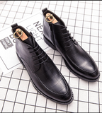 Pointed Toe Wedding Dress Shoes Comfortable Lace up All Seasons Men Winter PU Leather Ankle Boots