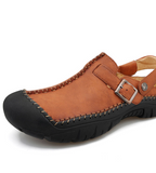 Buckle Strap Summer Beach Casual Shoes Durable Genuine Leather Sandals for Men Anti-Slippery