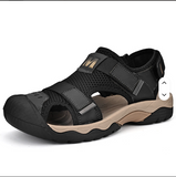Summer Casual Breathable Mesh Durable Men Sandals Classic Toe Cover Handsome Lightweight Flat Beach Shoes