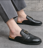 Summer Breathable Cool Fashion Slippers Pu Leather Dress Loafers Comfortable Men Casual Half Shoes