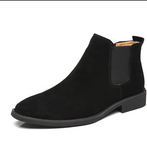 Real Leather High Ankle Chelsea Boots Wedding Party Formal Dress Shoes Durable Suede Leather Slip on