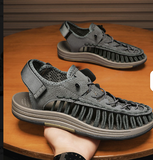 Open Woven Sport Sandal Sneaker with Quick Dry Mesh Cord Lacing+Hook Loop Cushioned Sole for All Day Comfort Stable Traction
