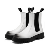 Versatile British Style High Top White Color Chelsea Chimney Boots Winter PU Leather Working Boots for Men