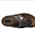 Summer Cool Comfortable Soft Full Grain Genuine Leather Slippers Casual Flip Flop for Men