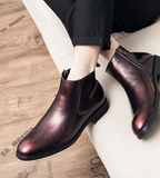 Classy Designers Red Color Ankle Boots Comfortable High Top Wedding Dress Shoes Men Genuine Leather Boots