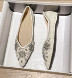 Fashion Low Heel Loafers Women Pointed Toe Pumps Elegant Flat Dress Shoes for Ladies