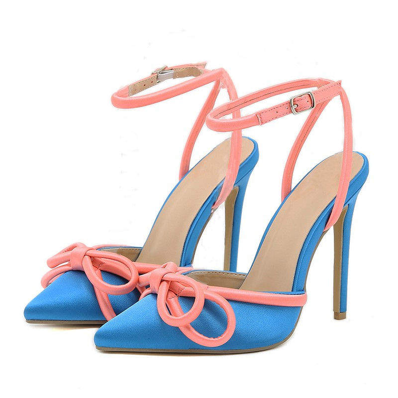 Top Selling Fancy Talon Femme 2025 Silk Material Trendy Cover Toe Pumps Bow Red Heels for Women