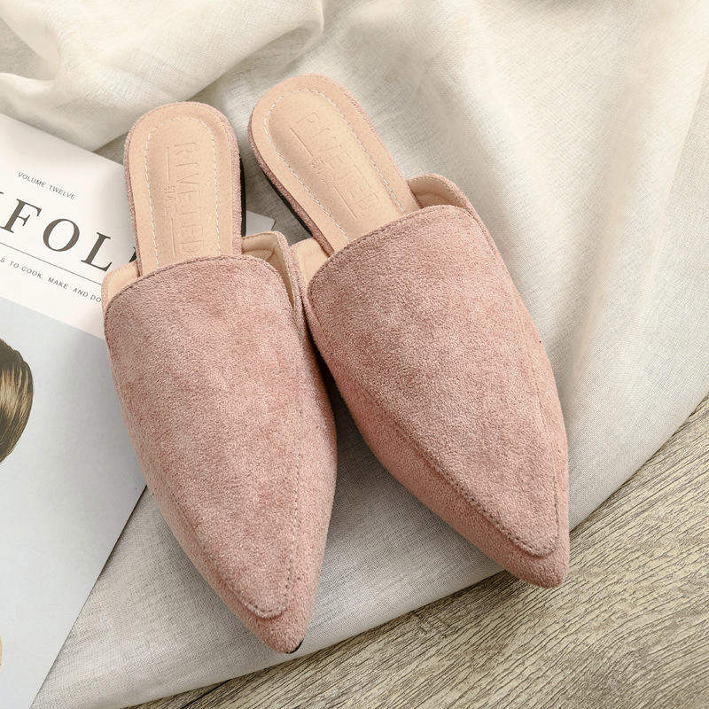 Suede New Ladies Slippers Outdoor Flat Loafer Pointed Toe Mules Slides Footwear