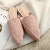Suede New Ladies Slippers Outdoor Flat Loafer Pointed Toe Mules Slides Footwear