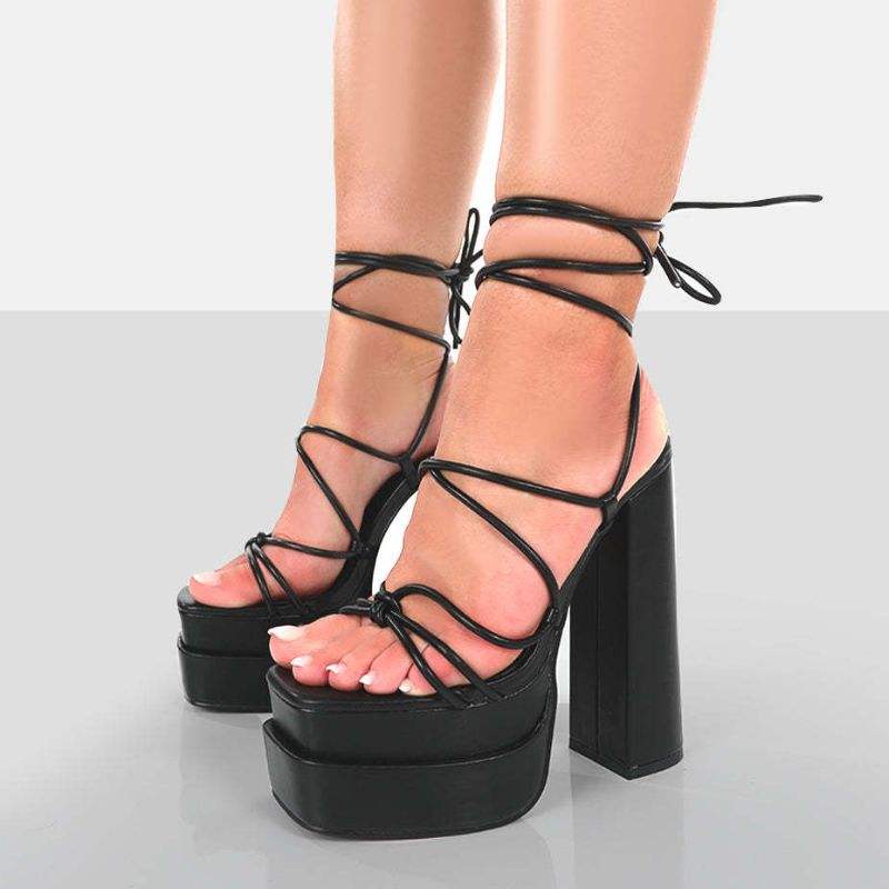 Fashionable Sexy Sapato De Salto New Design Thick Sole 14CM High Chunky Open Toe Platform Heels
