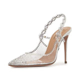 Studded Talons Aiguilles Transparent Sexy Strap up Clear Heels for Women