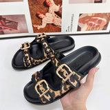 Buckle Decoration Flip Flops Wanita Shoes Slides Outdoor Summer Flat Sandals Women's Slippers