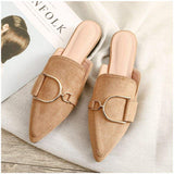 Sapatos Mocassins Suede New Ladies Slippers Outdoor Flat Loafer Pointed Toe Mules Slides Footwear