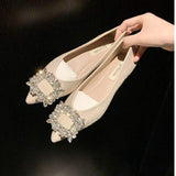 Rhinestone Sandale Femme Elastic Slingback Pumps Slide Flat Bottom Sandals for Ladies Footwear