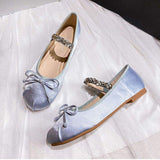 Babouche Laser Mary Janesl Rhinestone Designer Plus Size Pumps Flat Shoes for Ladies Women