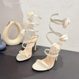 Snake Wrap Trendy Talons Haut Sexy Escarpins Ankle Tie up 2024 New Arrival Heels Sandals for Women