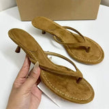 Tongs Femmes Low-Heel Toe-Post Women Sandals Slippers, Versatile Comfortable Casual Outdoor Ladies Flip Flops Slippers
