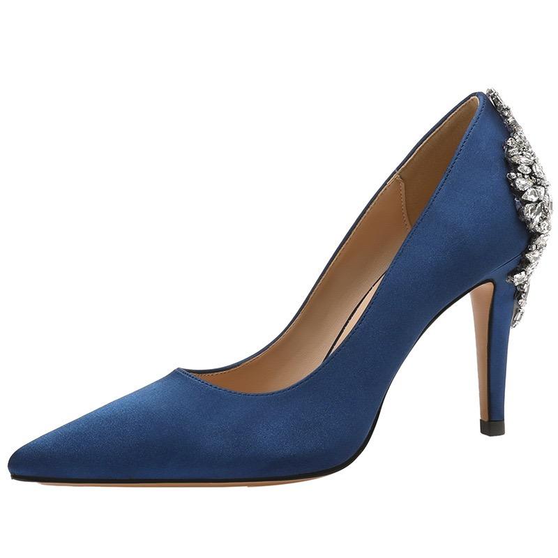 Bride Chaussures a Talons Vert Tacones De Mujer Bling Rhinestone Elegant Women Wedding High Heels for Ladies Pumps Shoes