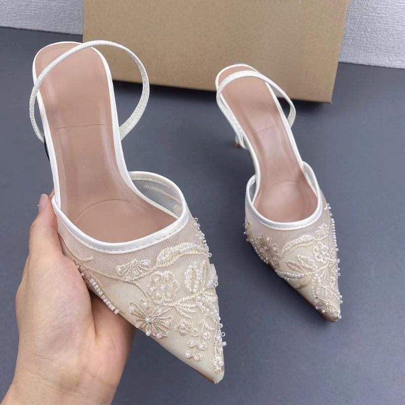 Summer Talons Pointy Toe Sandals New Elegant Styles Mesh Heels for Women