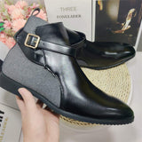 High Top Buckle Closure New Design Fashion Men Pu Leather Boots