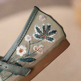 Summer Breathable Style Mesh Embroidery Women's Sandals Work Ballerina Flat Shoes for Women