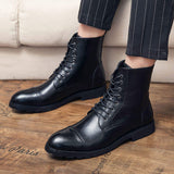 High Top Men Good Quality Artificial Leather Boots Lace up Gentlemen Top Grade Boots for Men