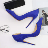 Side Cut Estileto Mujer Fancy Large Size 42 43 Elegant Style Sexy Point Spiked Party Shoes Purple Women Heels