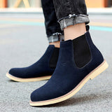 Real Leather Ankle Boots Comfortable High Top Comfortable Suede Genuine Leather Chelsea Boots for Men