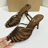 Elegant Celebrity-style Pumps With Closed Toe Vamp and Back Ankle Strap Women Low Heeled Sandals