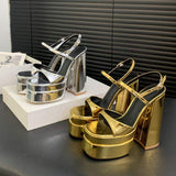 New Arrival Summer Calzado Mujer Sandalias Designer Gold/Silver Platform Sandal Hoes Women Heels