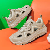Cut Out Mesh Sneakers Breathable Ventilation Summer Walking Shoes Lightweight Chunky Platform Trainers Casual Outdoor Footwear
