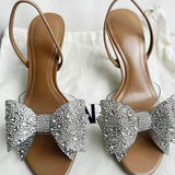 Bow Design Large Size White Color Trendy Slippers Fancy 2025 Elegant Women's Pumps Heel for Ladies