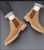 Size 37-47 Genuine Leather Material Formal Dress Shoes All Seasons Winter Flat Ankle Boots for Men