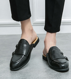 Double Monk Strap Backless Loafers Breathable Snake Pattern Lightweight Casual Men Flat Half Shoes