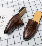 Pantuflas De Hombre Men Black Sole Shoes Backless Low Heel Half Loafers Men Casual Shoes Mules