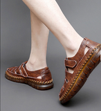 Comfortable Fashion Design Buckle Strap Summer Beach Slippers Pure Leather Sandals Shoes for Men
