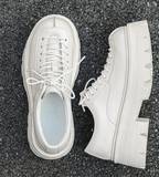 White Color Good Looking Fashion Casual Height Increasing Walking Lace up Classic Durable Thick Sole Men Chunky Shoes