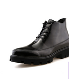 Pointed Toe Fashion Zip up Classic Dress Shoes Comfortable Red Color Lace up Men Casual PU Leather Boots