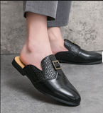 Summer Breathable Cool Fashion Slippers Pu Leather Dress Loafers Comfortable Men Casual Half Shoes
