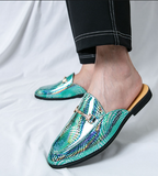 Summer Casual Lightweight Comfortable Slippers Backless Classic Design Patent Leather Men Half Shoes