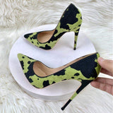 12CM/10CM/8CM Cow Skin Kadin Sandalet Anti-slip Outsole Plus Size 2024 Stilettos Job Shoe Women's High Heels