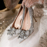 6CM/8CM/10CM Wedding Chaussure Fashion Crystal Rhinestone Luxury High Covering Stiletto Gold Heels for Women