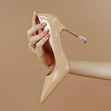 31-44 Large Size Zapatos Mujer De Fiesta Glossy Leather Office Pumps Elegant Ladies 2024 Heels for Women Shoes