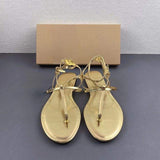 Ankle Strap Sandalias Altas Female Shoes Cute Ladies Footwear New Design Gold Flip Flops Women Flat Sandals