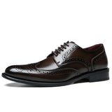 Men Premium Calfskin Brogue Dress Shoes Genuine Leather Wingtip Oxfords Executive Business Formal Footwear