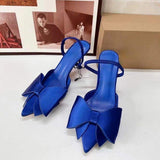 Hot Selling Talons Femmes 2024 Slingback Bow Classy Women Sandals Low Royal Blue Heels