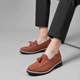 Cowhide Upper Comfortable Suede Leather Dress Shoes Classic Design Tassel Loafers for Men