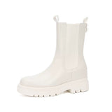 31-40 Botas Para Mujer Fashion Chunky Heel Platform Bootie Shoes Black Leather Ankle Boots