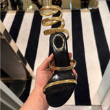 2025 Talon Snake Strap Silver Sole Summer Ankle Wrap Around Spiral Heels for Lady