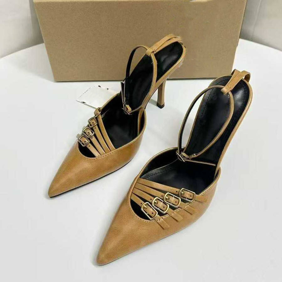 Pointed Toe Buckle Strap+Ankle Strap Durable Quality Women High Heel Shoes Classic Sexy Ladies Heeled Sandals